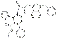 (Z)-ETHYL 2-((1-(2-FLUOROBENZYL)-1H-INDOL-3-YL)METHYLENE)-3-OXO-7-PHENYL-5-(THIOPHEN-2-YL)-3,5-DIHYDRO-2H-THIAZOLO[3,2-A]PYRIMIDINE-6-CARBOXYLATE Struktur