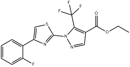 ETHYL 1-[4-(2-FLUOROPHENYL)-1,3-THIAZOL-2-YL]-5-(TRIFLUOROMETHYL)-1H-PYRAZOLE-4-CARBOXYLATE Struktur