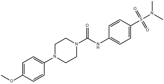 N-(4-[(DIMETHYLAMINO)SULFONYL]PHENYL)-4-(4-METHOXYPHENYL)TETRAHYDRO-1(2H)-PYRAZINECARBOXAMIDE Struktur