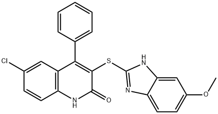 6-CHLORO-3-[(5-METHOXY-1H-BENZIMIDAZOL-2-YL)THIO]-4-PHENYLQUINOLIN-2(1H)-ONE Struktur