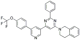 2-(2-PHENYL-6-[5-(4-TRIFLUOROMETHOXY-PHENYL)-PYRIDIN-3-YL]-PYRIMIDIN-4-YL)-1,2,3,4-TETRAHYDRO-ISOQUINOLINE Struktur