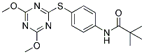 N-[4-[(4,6-DIMETHOXYTRIAZIN-2-YL)THIO]PHENYL]-2,2-DIMETHYLPROPIONAMIDE Struktur