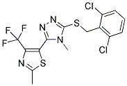 2-METHYL-5-[3-[(2,6-DICHLOROBENZYL)THIO]-4-METHYLTRIAZOL-5-YL]-4-(TRIFLUOROMETHYL)THIAZOLE Struktur