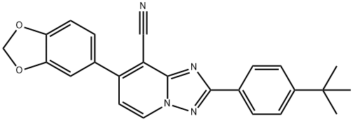 7-(1,3-BENZODIOXOL-5-YL)-2-[4-(TERT-BUTYL)PHENYL][1,2,4]TRIAZOLO[1,5-A]PYRIDINE-8-CARBONITRILE Struktur