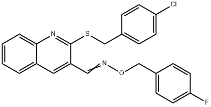 2-[(4-CHLOROBENZYL)SULFANYL]-3-QUINOLINECARBALDEHYDE O-(4-FLUOROBENZYL)OXIME Struktur