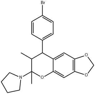 1-[8-(4-BROMOPHENYL)-6,7-DIMETHYL-7,8-DIHYDRO-6H-[1,3]DIOXOLO[4,5-G]CHROMEN-6-YL]PYRROLIDINE Struktur