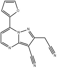 2-(CYANOMETHYL)-7-(2-FURYL)PYRAZOLO[1,5-A]PYRIMIDINE-3-CARBONITRILE Struktur