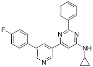 N-CYCLOPROPYL-6-[5-(4-FLUOROPHENYL)PYRIDIN-3-YL]-2-PHENYLPYRIMIDIN-4-AMINE Struktur