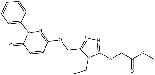 METHYL 2-[(4-ETHYL-5-([(6-OXO-1-PHENYL-1,6-DIHYDRO-3-PYRIDAZINYL)OXY]METHYL)-4H-1,2,4-TRIAZOL-3-YL)SULFANYL]ACETATE Struktur