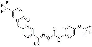 1-[4-[1-AMINO-5-[4-(TRIFLUOROMETHOXY)PHENYL]-2,5-DIAZA-3-OXA-4-OXOPENT-1-EN-1-YL]BENZYL]-5-(TRIFLUOROMETHYL)-2-PYRIDONE Struktur