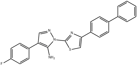 1-(4-[1,1'-BIPHENYL]-4-YL-1,3-THIAZOL-2-YL)-4-(4-FLUOROPHENYL)-1H-PYRAZOL-5-AMINE Struktur