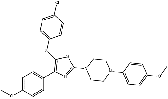 1-[5-[(4-CHLOROPHENYL)SULFANYL]-4-(4-METHOXYPHENYL)-1,3-THIAZOL-2-YL]-4-(4-METHOXYPHENYL)PIPERAZINE Struktur