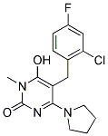 5-(2-CHLORO-4-FLUOROBENZYL)-6-HYDROXY-1-METHYL-4-PYRROLIDIN-1-YLPYRIMIDIN-2(1H)-ONE Struktur