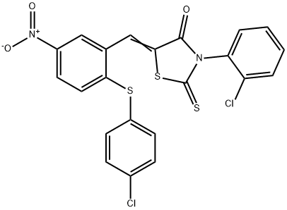 3-(2-CHLOROPHENYL)-5-((2-[(4-CHLOROPHENYL)SULFANYL]-5-NITROPHENYL)METHYLENE)-2-THIOXO-1,3-THIAZOLAN-4-ONE Struktur