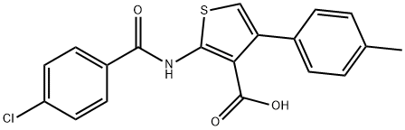 2-[(4-CHLOROBENZOYL)AMINO]-4-(4-METHYLPHENYL)THIOPHENE-3-CARBOXYLIC ACID Struktur