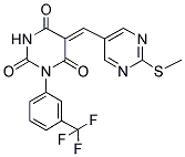 (5Z)-5-{[2-(METHYLTHIO)PYRIMIDIN-5-YL]METHYLENE}-1-[3-(TRIFLUOROMETHYL)PHENYL]PYRIMIDINE-2,4,6(1H,3H,5H)-TRIONE Struktur