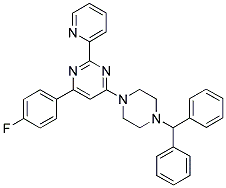 4-(4-BENZHYDRYL-PIPERAZIN-1-YL)-6-(4-FLUORO-PHENYL)-2-PYRIDIN-2-YL-PYRIMIDINE Struktur