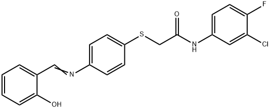 N-(3-CHLORO-4-FLUOROPHENYL)-2-[(4-([(2-HYDROXYPHENYL)METHYLENE]AMINO)PHENYL)SULFANYL]ACETAMIDE Struktur