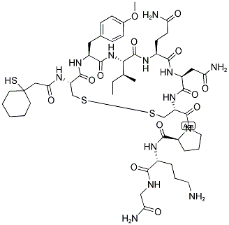 [BETA-MERCAPTO-BETA,BETA-CYCLOPENTAMETHYLENEPROPIONYL1, O-ME-TYR2, ORN8]-OXYTOCIN Struktur