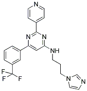 N-[3-(1H-IMIDAZOL-1-YL)PROPYL]-2-PYRIDIN-4-YL-6-[3-(TRIFLUOROMETHYL)PHENYL]PYRIMIDIN-4-AMINE Struktur