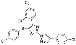 2-[4-(4-CHLOROPHENYL)-1H-PYRAZOL-1-YL]-5-[(4-CHLOROPHENYL)SULFANYL]-4-(2,4-DICHLOROPHENYL)-1,3-THIAZOLE Struktur