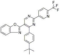 2-[4-(4-TERT-BUTYLPHENYL)-2-(6-(TRIFLUOROMETHYL)PYRIDIN-3-YL)PYRIMIDIN-5-YL]BENZOXAZOLE Struktur