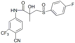 N-[4-Cyano-3-(trifluoromethyl)phenyl]-3-[(4-fluorophenyl)sulfinyl]-2-hydroxy-2-methylpropanamide. Struktur