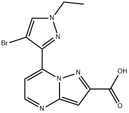 7-(4-BROMO-1-ETHYL-1 H-PYRAZOL-3-YL)-PYRAZOLO[1,5-A ]PYRIMIDINE-2-CARBOXYLIC ACID Struktur