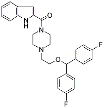 1-[DI-(4 FLUOROPHENYL)-METHYLOXO-ETHYL]-4-[(INDOLE-2YL)-CARBOXYL] PIPERAZINE Struktur