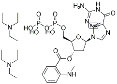 3'-O-(N-METHYL-ANTHRANILOYL)-2'-DEOXY-GUANOSINE-5'-DIPHOSPHATE, TRIETHYLAMMONIUM SALT Struktur