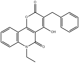 3-BENZYL-6-ETHYL-4-HYDROXY-2H-PYRANO[3,2-C]QUINOLINE-2,5(6H)-DIONE Struktur