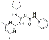 N-{(1Z)-(CYCLOPENTYLAMINO)[(4,6-DIMETHYLPYRIMIDIN-2-YL)AMINO]METHYLENE}-N'-PHENYLUREA Struktur