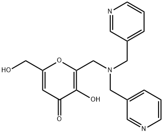 2-([BIS(3-PYRIDINYLMETHYL)AMINO]METHYL)-3-HYDROXY-6-(HYDROXYMETHYL)-4H-PYRAN-4-ONE Struktur