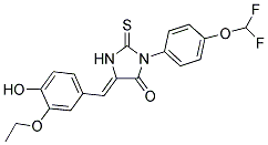 (5Z)-3-[4-(DIFLUOROMETHOXY)PHENYL]-5-(3-ETHOXY-4-HYDROXYBENZYLIDENE)-2-THIOXOIMIDAZOLIDIN-4-ONE Struktur