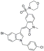 (Z)-3-((5-BROMO-1-(4-CHLOROBENZYL)-1H-INDOL-3-YL)METHYLENE)-1-METHYL-5-(MORPHOLINOSULFONYL)INDOLIN-2-ONE Struktur