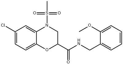 6-CHLORO-N-(2-METHOXYBENZYL)-4-(METHYLSULFONYL)-3,4-DIHYDRO-2H-1,4-BENZOXAZINE-2-CARBOXAMIDE Struktur