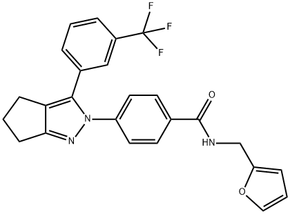 N-(2-FURYLMETHYL)-4-[3-[3-(TRIFLUOROMETHYL)PHENYL]-5,6-DIHYDROCYCLOPENTA[C]PYRAZOL-2(4H)-YL]BENZENECARBOXAMIDE Struktur