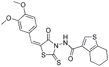 N-[(5E)-5-(3,4-DIMETHOXYBENZYLIDENE)-4-OXO-2-THIOXO-1,3-THIAZOLIDIN-3-YL]-4,5,6,7-TETRAHYDRO-1-BENZOTHIOPHENE-3-CARBOXAMIDE Struktur