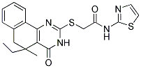 2-[(5-ETHYL-5-METHYL-4-OXO-3,4,5,6-TETRAHYDROBENZO[H]QUINAZOLIN-2-YL)THIO]-N-1,3-THIAZOL-2-YLACETAMIDE Struktur