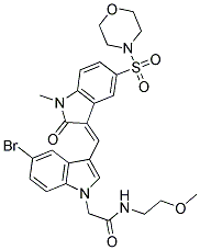 (Z)-2-(5-BROMO-3-((1-METHYL-5-(MORPHOLINOSULFONYL)-2-OXOINDOLIN-3-YLIDENE)METHYL)-1H-INDOL-1-YL)-N-(2-METHOXYETHYL)ACETAMIDE Struktur