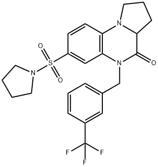 7-(1-PYRROLIDINYLSULFONYL)-5-[3-(TRIFLUOROMETHYL)BENZYL]-1,2,3,3A-TETRAHYDROPYRROLO[1,2-A]QUINOXALIN-4(5H)-ONE Struktur