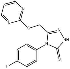 4-(4-FLUOROPHENYL)-5-[(PYRIMIDIN-2-YLTHIO)METHYL]-4H-1,2,4-TRIAZOLE-3-THIOL Struktur