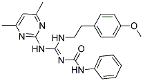 (E)-1-((4,6-DIMETHYLPYRIMIDIN-2-YLAMINO)(4-METHOXYPHENETHYLAMINO)METHYLENE)-3-PHENYLUREA|