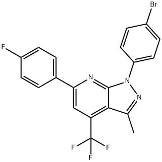 1-(4-BROMOPHENYL)-6-(4-FLUOROPHENYL)-3-METHYL-4-(TRIFLUOROMETHYL)-1H-PYRAZOLO[3,4-B]PYRIDINE Struktur