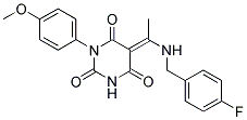 (5E)-5-{1-[(4-FLUOROBENZYL)AMINO]ETHYLIDENE}-1-(4-METHOXYPHENYL)PYRIMIDINE-2,4,6(1H,3H,5H)-TRIONE Struktur