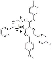 4-METHYLPHENYL 4,6-O-BENZYLIDENE-2,3-DI-O-(4-METHOXYBENZYL)-BETA-D-THIOGALACTOPYRANOSIDE Struktur