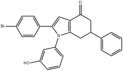 2-(4-BROMOPHENYL)-1-(3-HYDROXYPHENYL)-6-PHENYL-5,6,7-TRIHYDROINDOL-4-ONE Struktur