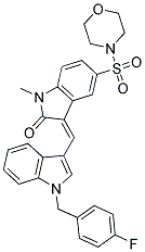 (Z)-3-((1-(4-FLUOROBENZYL)-1H-INDOL-3-YL)METHYLENE)-1-METHYL-5-(MORPHOLINOSULFONYL)INDOLIN-2-ONE Struktur