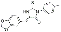 5-BENZO[1,3]DIOXOL-5-YLMETHYLENE-2-THIOXO-3-P-TOLYL-IMIDAZOLIDIN-4-ONE Struktur