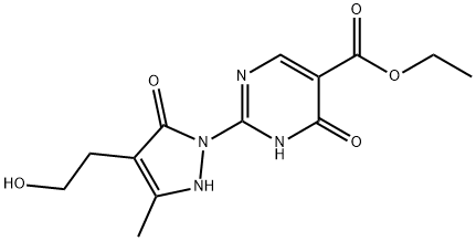 ETHYL 2-[4-(2-HYDROXYETHYL)-3-METHYL-5-OXO-2,5-DIHYDRO-1H-PYRAZOL-1-YL]-6-OXO-1,6-DIHYDRO-5-PYRIMIDINECARBOXYLATE Struktur